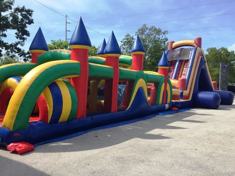 Big Double Slide and Obstacle Course rental in Miami, Broward and Palm Beach