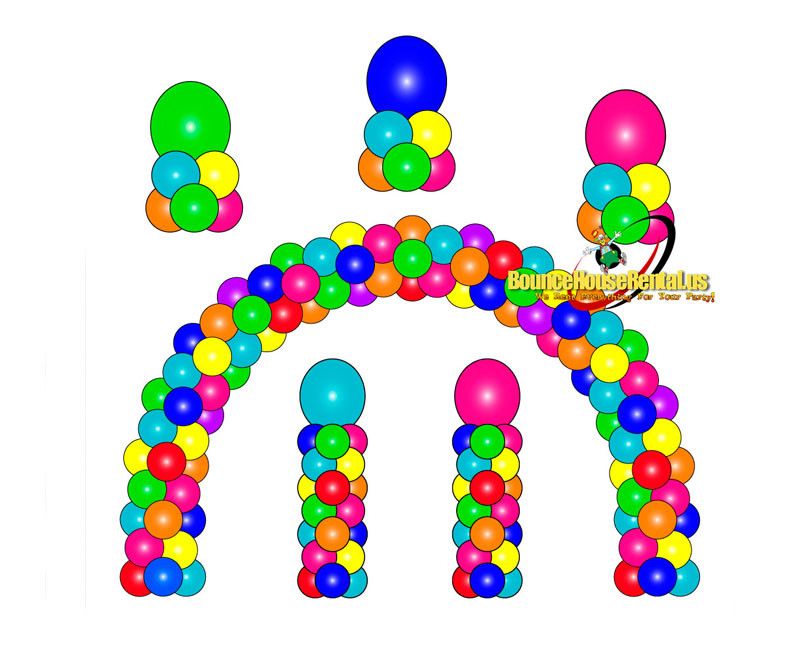Multicolor or any theme balloons decoration rental in Miami, Broward and Palm Beach